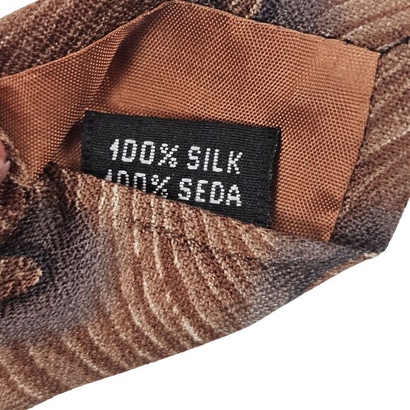 J. Ferrar Brown & Gray Oval Pattern Silk Necktie Made In Italy - Picture 6 of 8